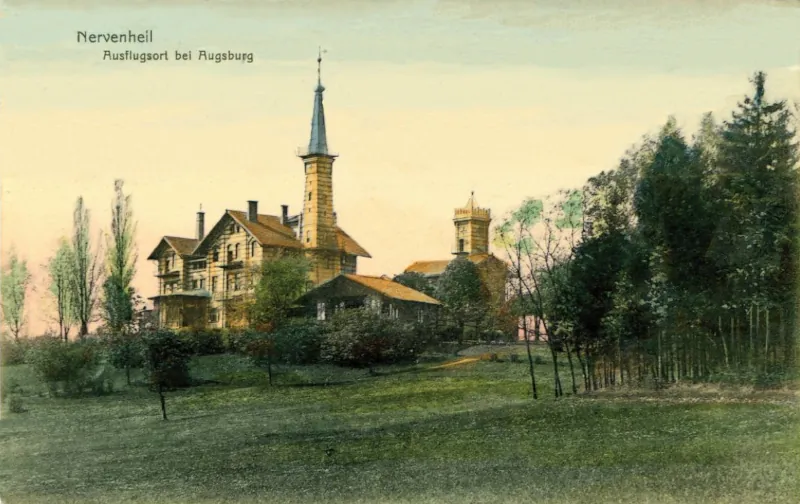 Ausflugsort Nervenheil, handkolorierte Ansichtskarte um 1910