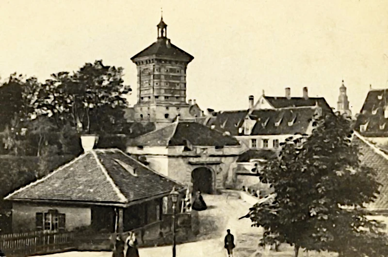 Augsburg_Vortor_zum_Goegginger_Tor_um_1860_abgerissen_1862_800