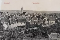 Saulgau Totalansicht mit Dampfzug 1907
