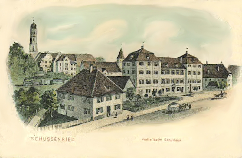 Schussenried Partie beim Schulhaus, Felle um 1910