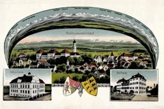 Schussenried, Wappen und Panorama, Felle um 1900