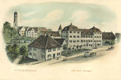 Schussenried Partie beim Schulhaus, Felle um 1910