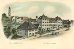 Schussenried, Partie beim Schulhaus, Felle um 1910