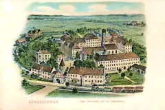 Schussenried, kgl. Heilanstalt aus der Vogelschau, Felle um 1910