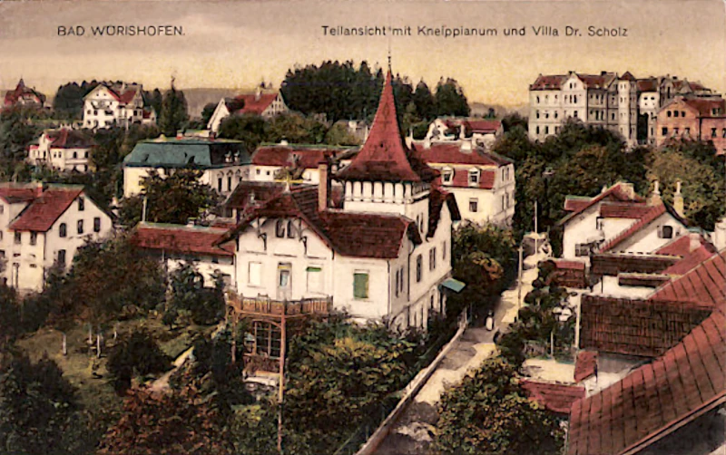 Woerishofen_Teilansicht_mit_Kneippianum_und_Villa_Scholz_1925_800