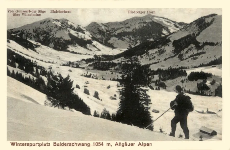 Wintersportplatz Balderschwang mit Blaicherhorn und Riedberger Horn um 1910