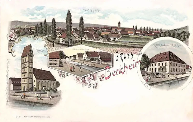 Gruss_aus_Berkheim_mit_Kirche_und_Gasthaus_Krone_1899_800
