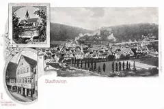 xBlaubeuren_Gasthaus_zur_Weinstube_Klosterkirche_mit_Blautopf_1903_800