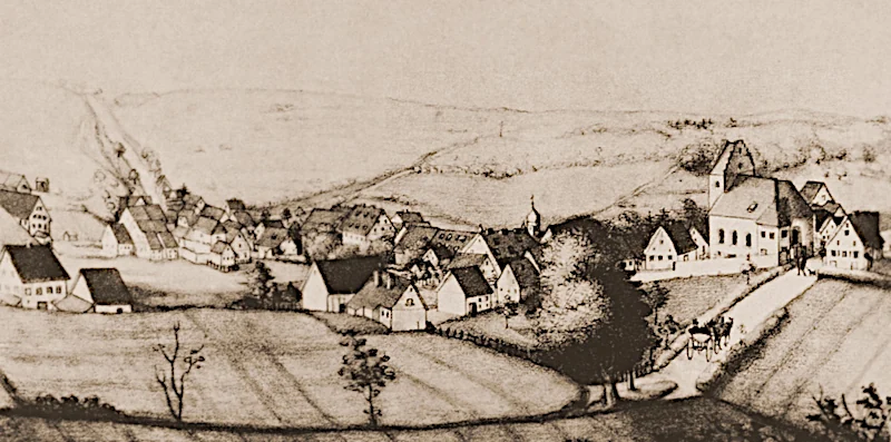 Gammertingen um 1840, Lithographie von G. Endris