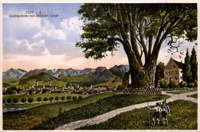 Isny_Ludwigshoehe_mit_1000_jaehriger_Linde_Eugen_Felle_um_1920_800