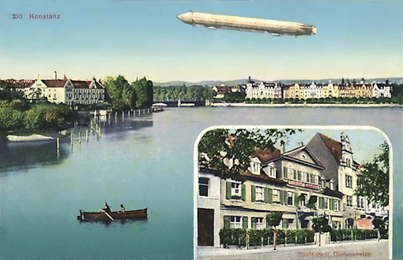 Konstanz_Restaurant_Bodanshalle_Zeppelin_ueber_dem_Bodensee_1913_800