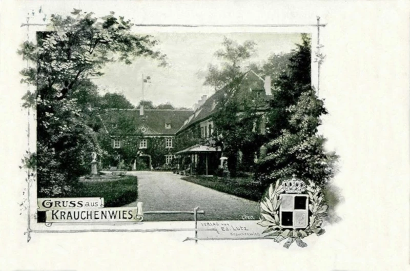 Gruss_aus_Krauchenwies_Schloss_mit_Wappen_um_1900_800_b