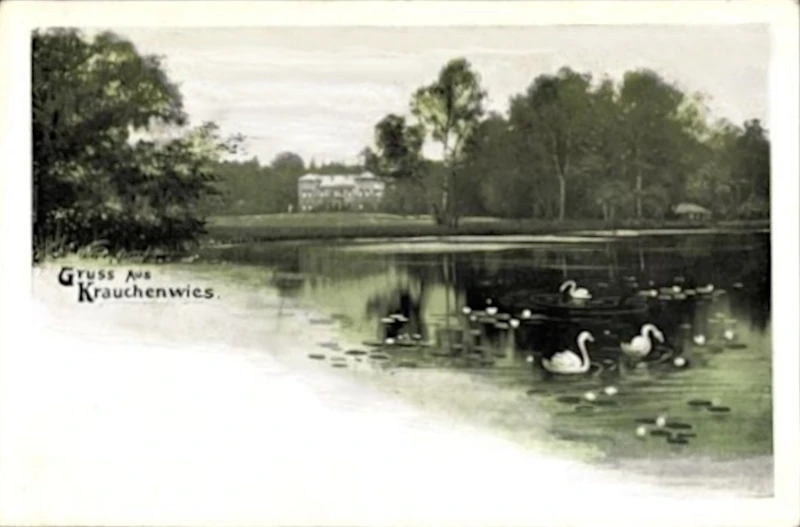 Gruss_aus_Krauchenwies_Schwanenteich_mit_neuem_Schloss_1906_800