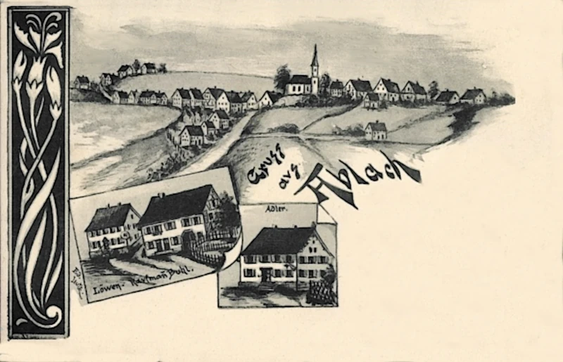 Ablach_Krauchenwies_Gasthaeuser_Loewen_und_Adler_Kaufmann_Buhl_1901_800
