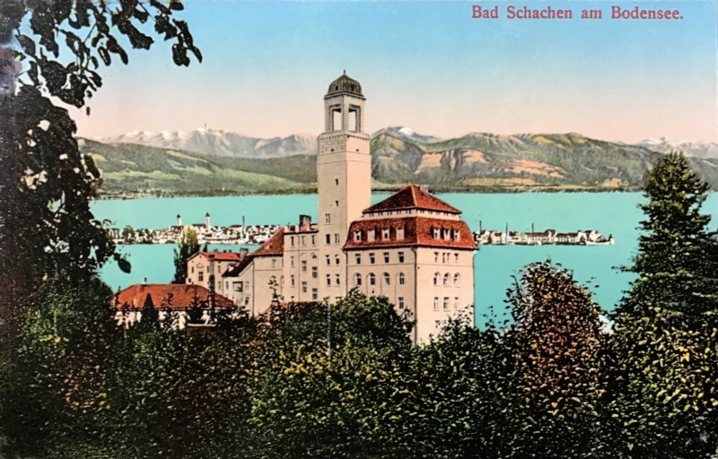 1915_Bad_Schachen_am_Bodensee_Schloss_Panorama_Berge_800