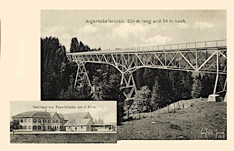 Gruenenbach_in_Schwaben_Argentobelbruecke_Gasthaus_zur_Tobelbruecke_Eugen_Felle_um_1920_800