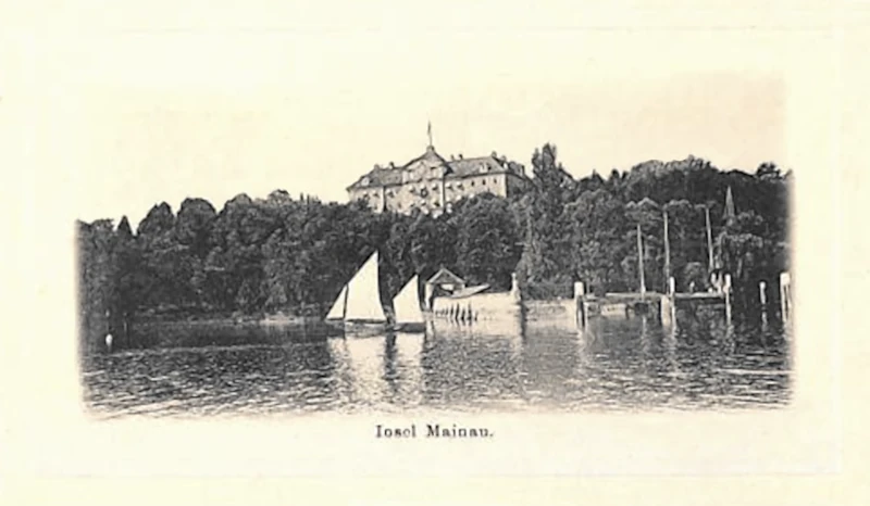 5c_Praege-AK_Mainau_Ortspartie_mit_Gebaeudeansicht_und_Segelbooten_um_1900_800