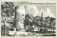 Ravensburg Hirschgraben, gezeichnet von Eugen Felle, Isny (1839-1934)