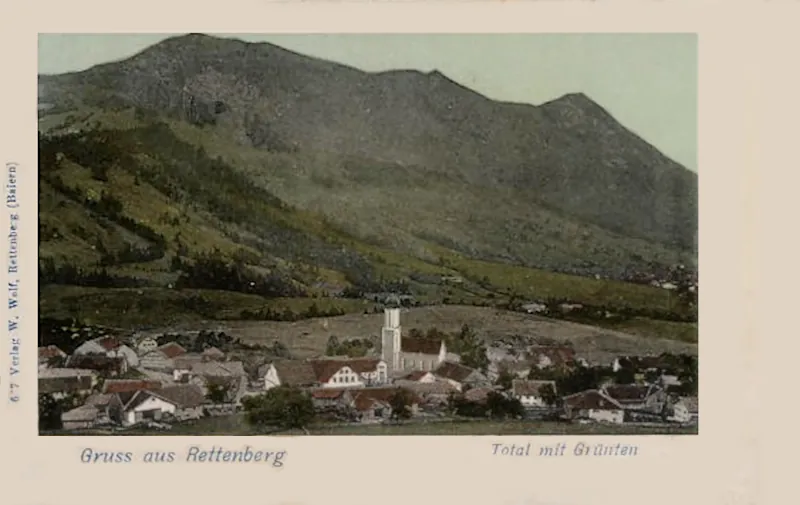 Gruss aus Rettenberg, Total mit Grünten um 1910