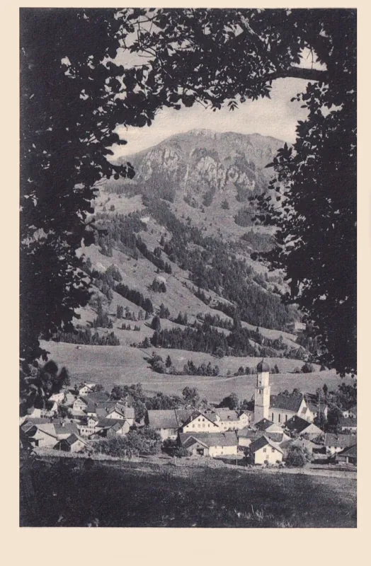 Rettenberg, Ortsansicht mit Grünten 1921