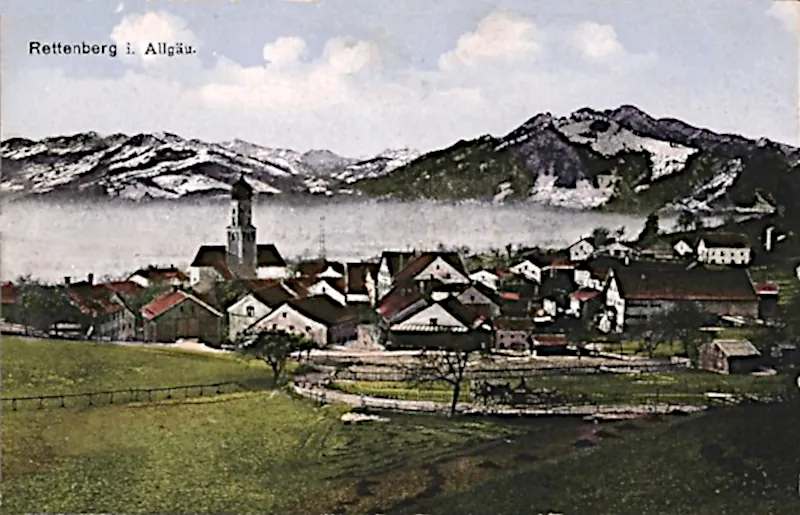 Rettenberg mit Alpensicht im Nebel 1918