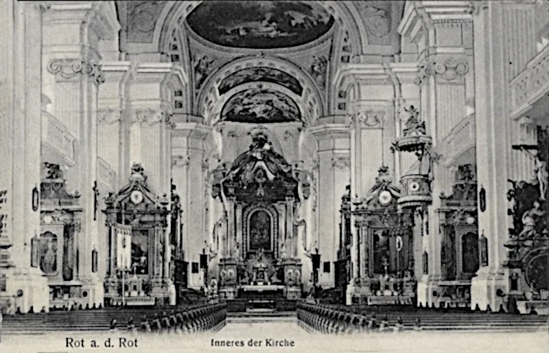 Rot an der Rot, Kirche innen, 1913