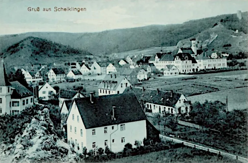 Gruss_aus_Schelklingen_mit_Kirche_1918_800