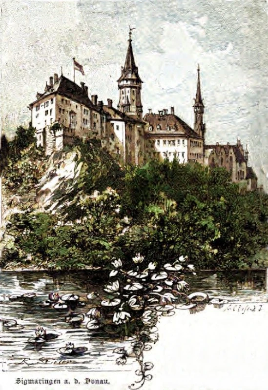 Schloss von der Donau her (coloriert)