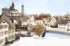 Sigmaringen von Westen mit Donau um 1903 (coloriert)