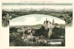 Sigmaringen_Teilansicht_Die_Allgaeuer_Alpen_mit_Hochwatzenkopf_Urbeleskarsp_Maedelgabel_von_Eugen_Felle_1907_800