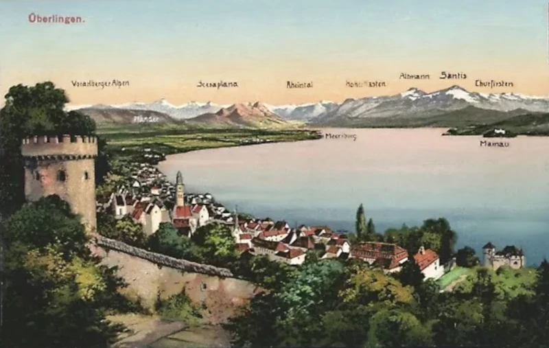 Ueberlingen_Teilansicht_mit_Mainau_Scesaplana_und_Saentis_1912_800
