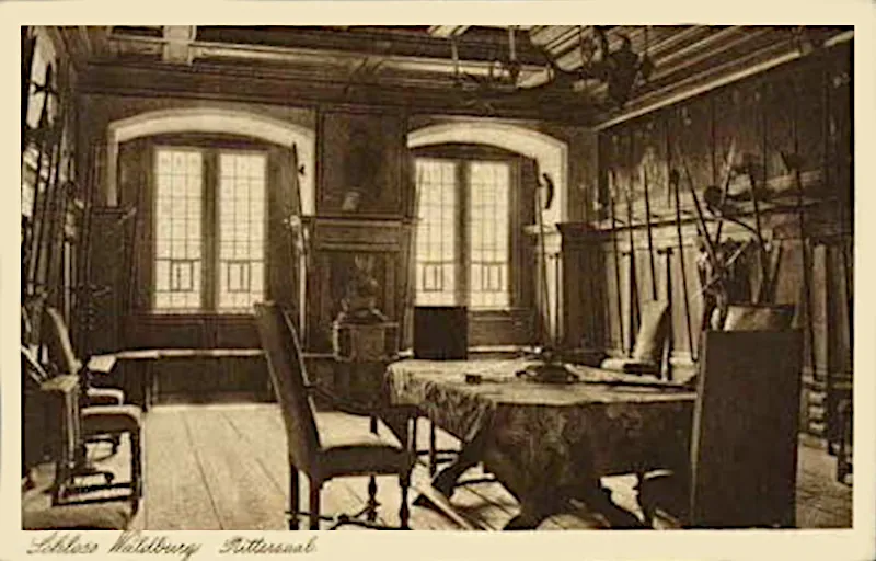 Waldburg, Rittersaal, Ansichtskarte von Eugen Felle um 1915