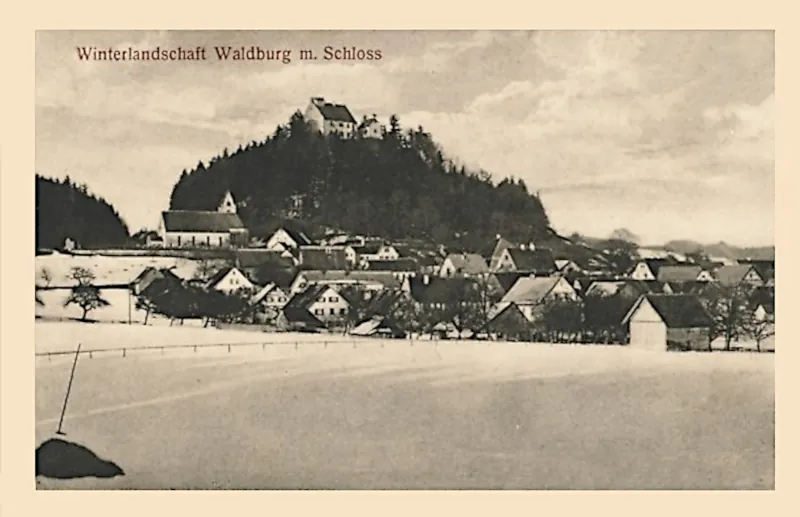 Waldburg mit Schloss, Winterlandschaft 1915