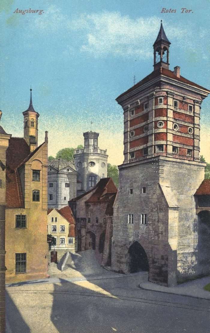 Augsburg, Rotes Tor, Postkarte um 1900