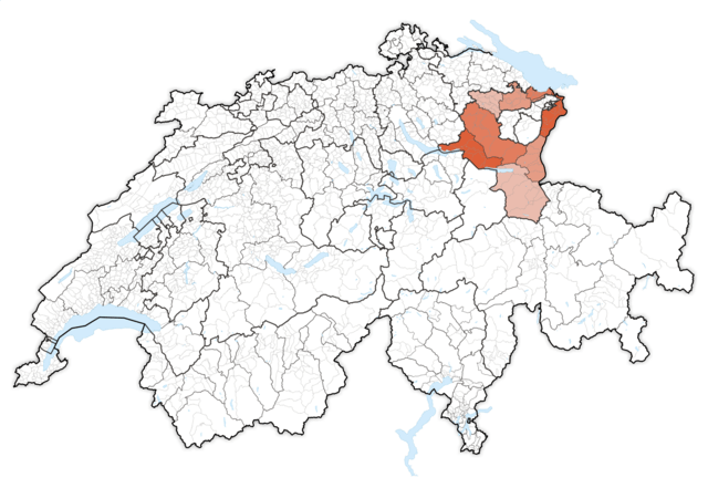 Karte Schweiz - Kanton St.Gallen Quelle: Wikimedia Commons
