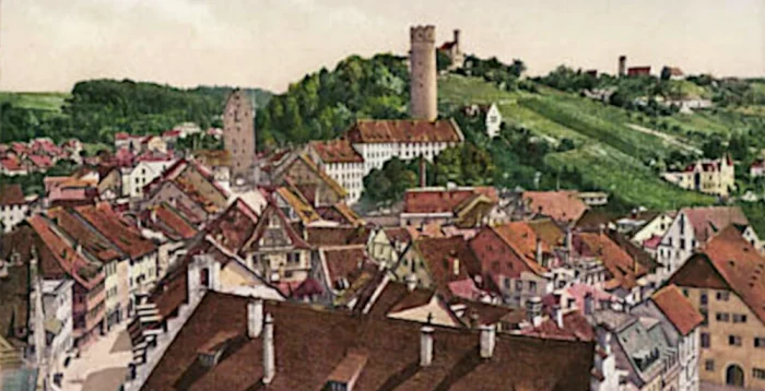 Ravensburg, Teilansicht  um 1900 (Ausschnitt aus einer Postkarte)