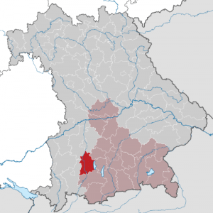Landkreis Landsberg am Lech, Lage in Bayern. Quelle: Wikimedia (PD)