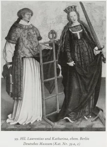 Strigel-Altar der Nikolaikirche Isny: Bernhard Strigel: Zwei Heilige: Laurentius und Katharina, um 1520