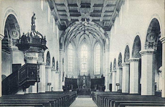 Innenansicht der Nikolaikirche vor der Renovierung 1972