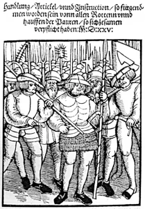Darstellung einer Rotte beim Bauernaufstand 1524 - Kupferstich