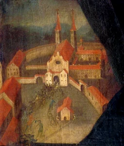 Bildersturm auf die Klosterkirche St.Georg in Isny. Detail aus dem Porträt von Abt Ambrosius Horn. (Marienkapelle)