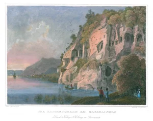 Heidenhöhlen bei Überlingen, Stahlstich von Konrad Corradi vor 1846