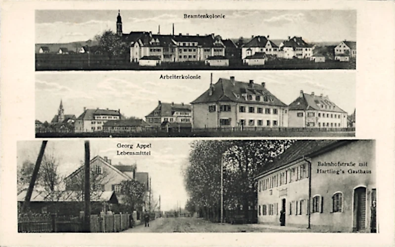 Bobingen: Hartlings Gasthaus in der Bahnhofstrasse, Beamten  und Arbeiterkolonie, 1926