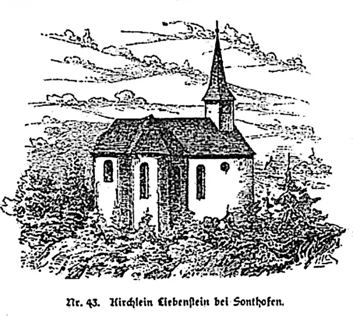 Katholische Filialkirche St. Leonhard bei Sonthofen, Abb aus Baumann, Geschichte des Allgäus 1881
