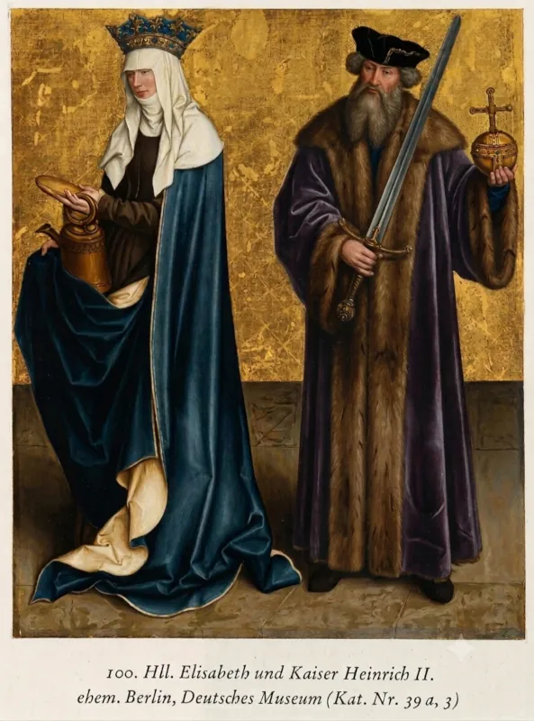Bernhard Strigel: Heiligentafel III Elisabeth und Kaiser Heinrich II. coloriert mit KI