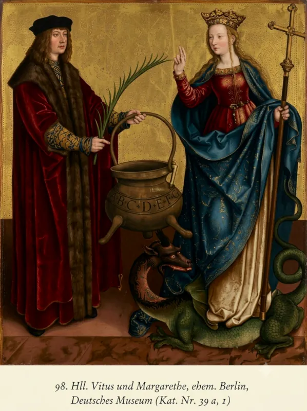 Strigel: Heiligentafel I, Vitus und Margarethe, mit KI coloriert