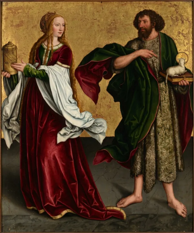 Strigel: Maria Magdalena und Johannes der Täufer, KI-coloriert