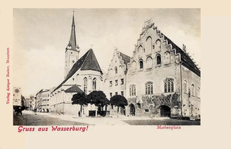 Gruss aus Wasserburg am Bodensee, Marienplatz 1902